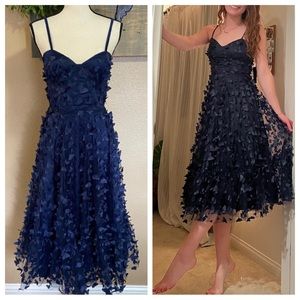 NWOT Lulus Time to Fly Navy Blue Butterfly Lace-Up Midi Dress